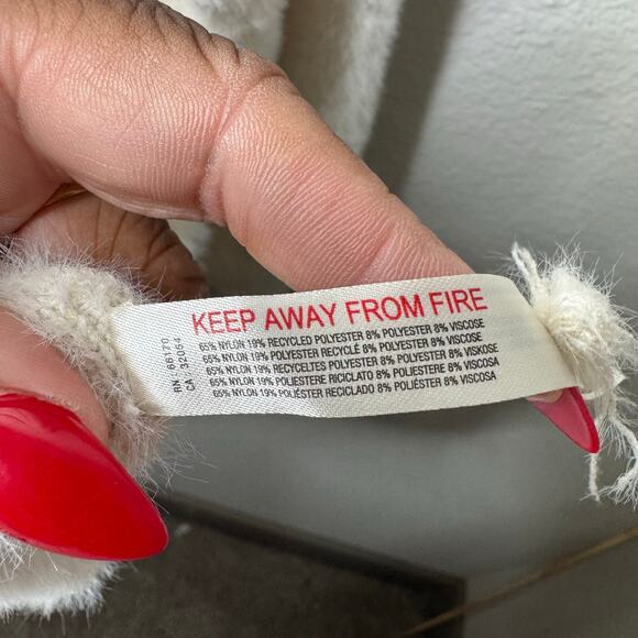 Daily Practice by Anthropologie Fuzzy Hooded Zip Cardigan Ivory M/L - Picture 3 of 8